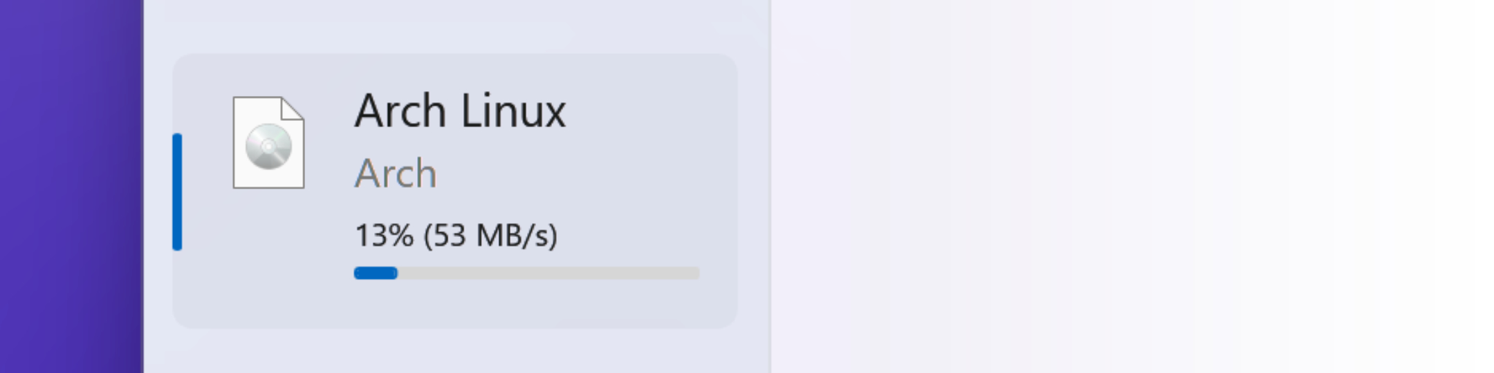 Screenshot showing an ISO in the sidebar of AME Beta (light mode)