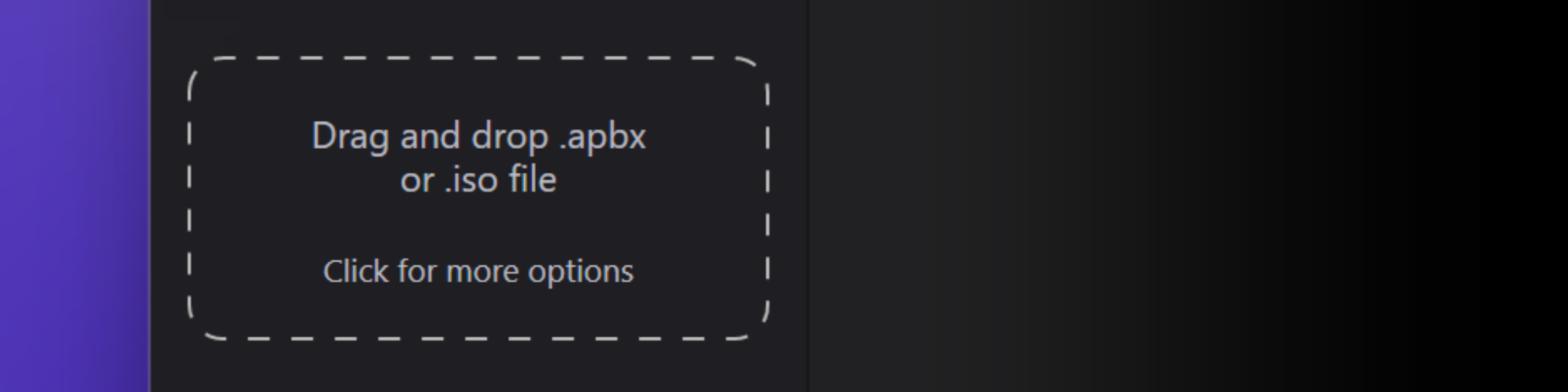 Screenshot showing the drop zone in the sidebar of AME Beta (dark mode)