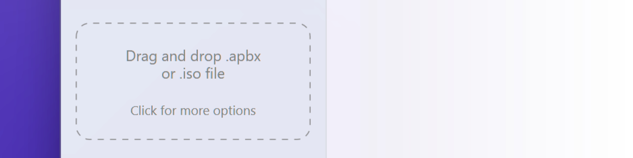 Screenshot showing the drop zone in the sidebar of AME Beta (light mode)