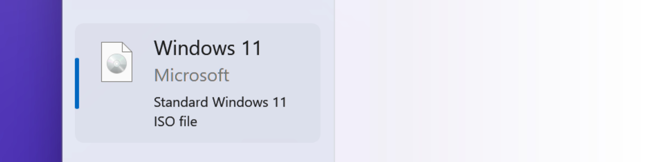 Screenshot showing an ISO in the sidebar of AME Beta (light mode)